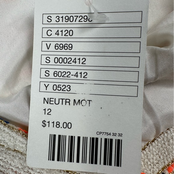 NWT Maeve Anthropologie tweed textured skirt w/ neon/metallic stripes. Size 12 - Picture 11 of 11